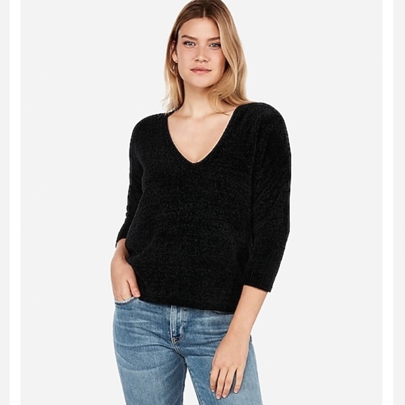 Express ❄️ Velvet Cozy Chenille Purple Sweater - Picture 5 of 5